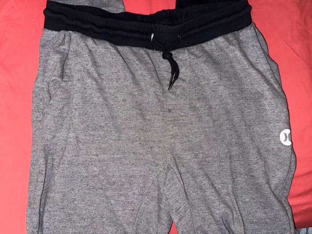 Hurley Men's Heathered Gray Jogger Sweatpants with Black Waistband